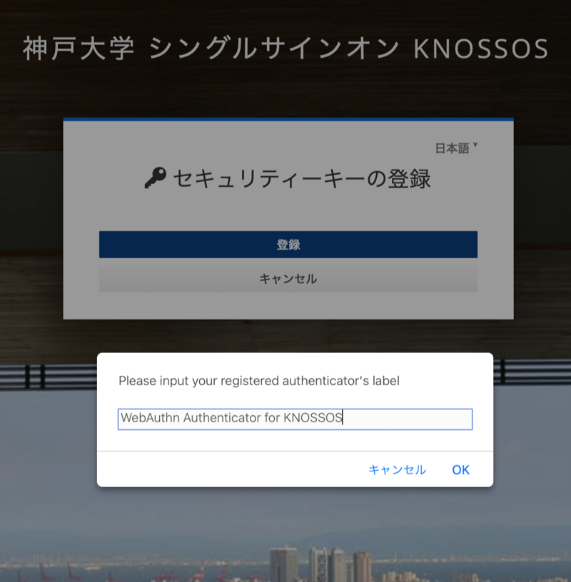 キーの名称を入力